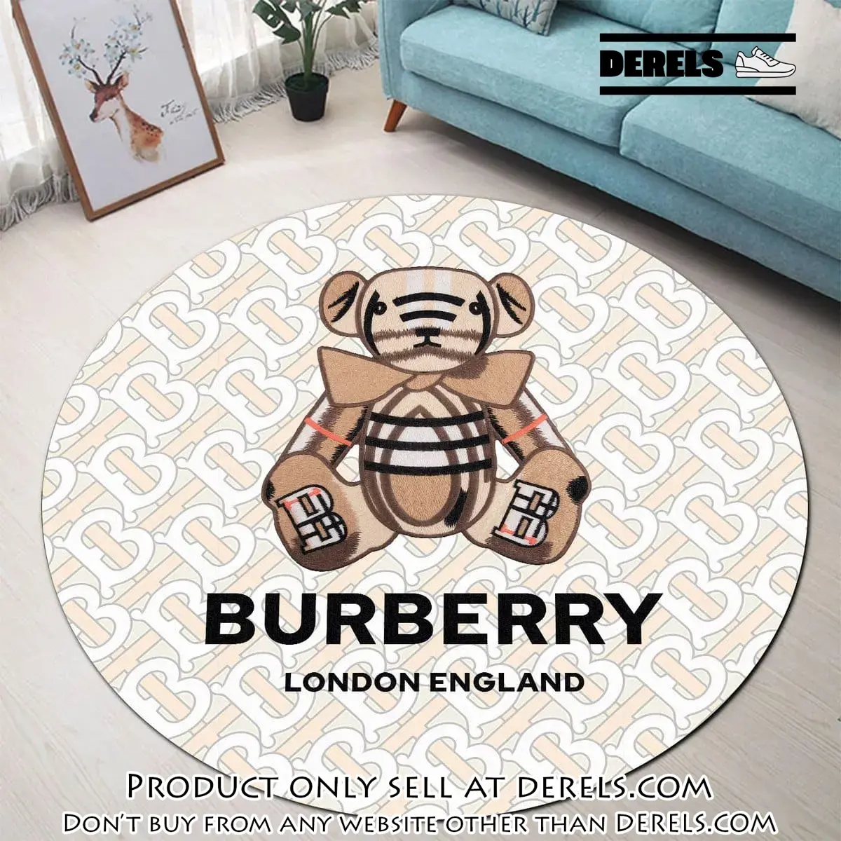 Burberry bear london england luxury brand fashion round rug carpet home decor special gift dr2045426